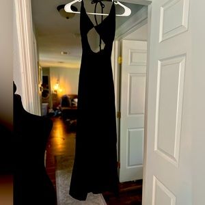 Open front and back long black dress